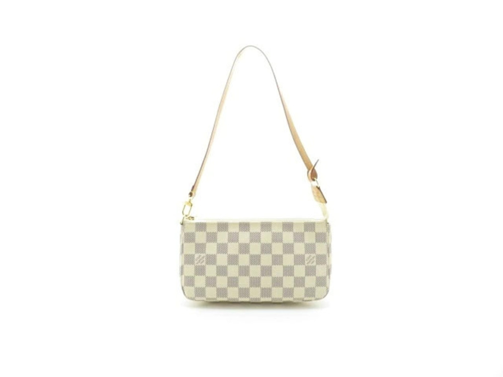 LOUIS VUITTON Bag Pochette Accessoires Pouch Clutch handle Damier Azur White